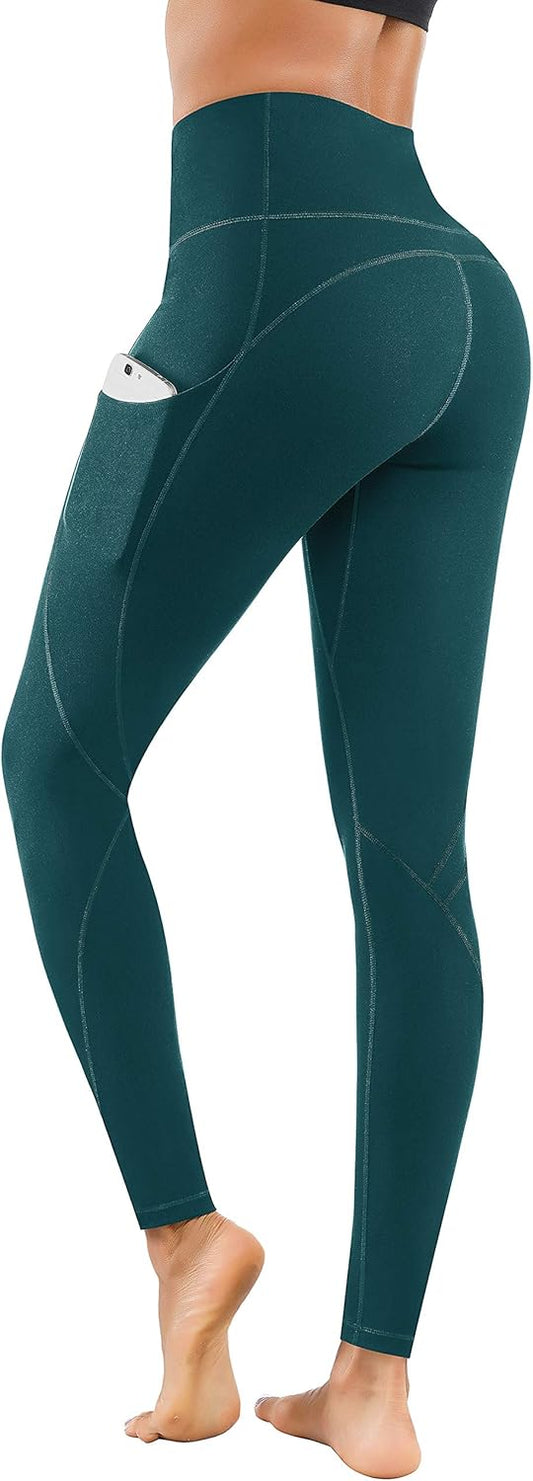 High Waist Yoga Leggings with Pockets - Tummy Control and 4-Way Stretch for Workouts and Running