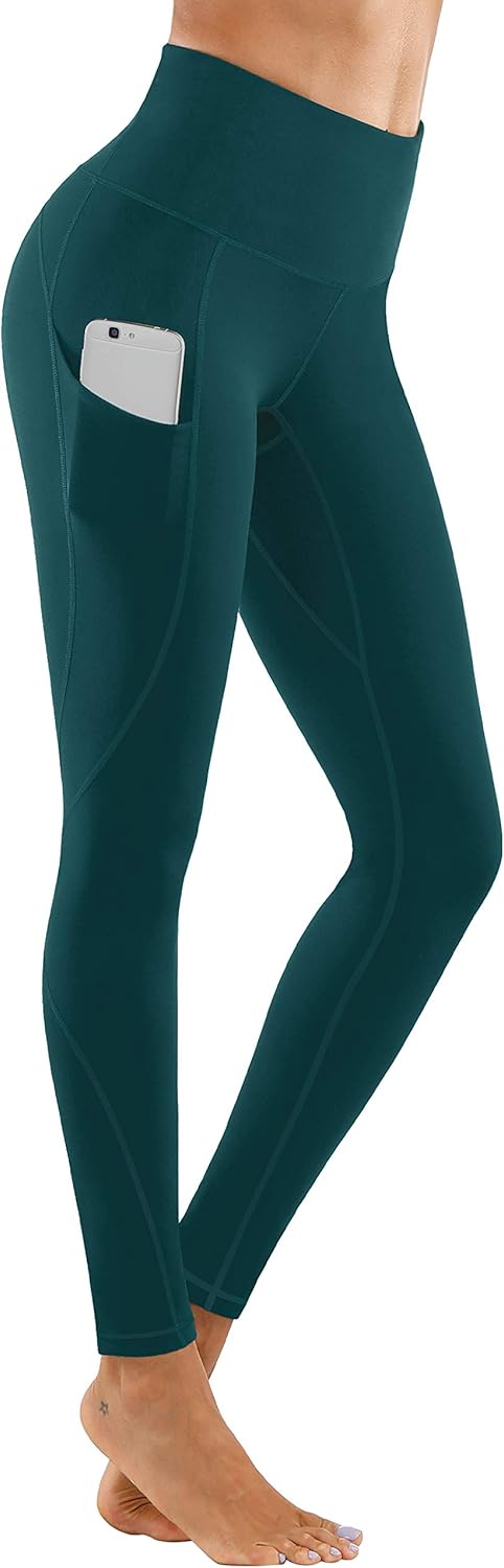 High Waist Yoga Leggings with Pockets - Tummy Control and 4-Way Stretch for Workouts and Running